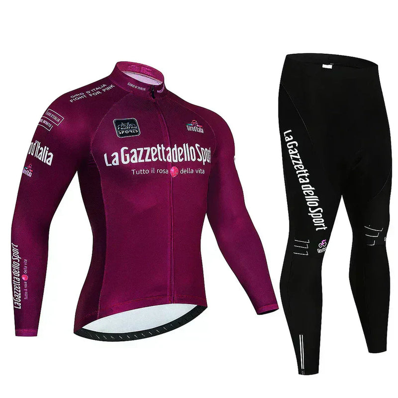Giro D’Italia | Maillot De Cyclisme Professionnel À Manches Longues – Version Doublée Polaire